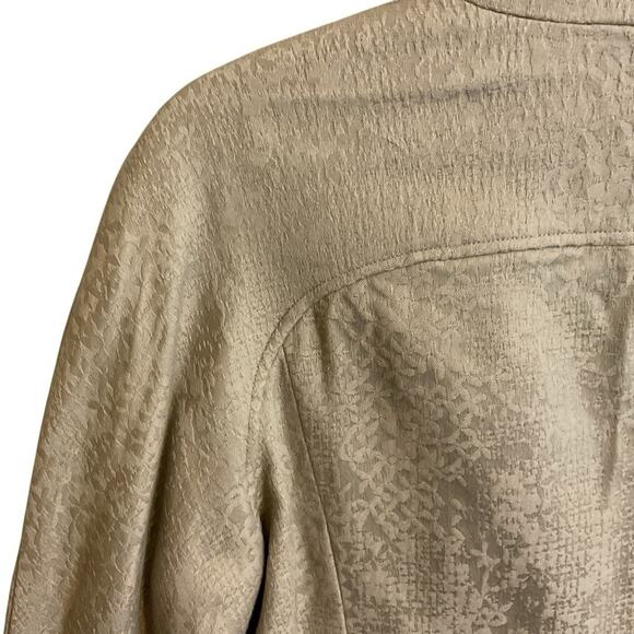Coldwater Creek Jacket Women’s SZ 12 Tan Demask Abstract Print Open Lined Cotton - Picture 10 of 10